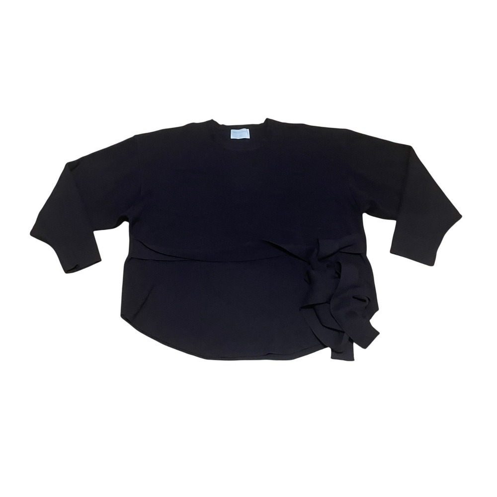Modern Citizen Women's 1X Nara Tie-Front Knit Sweater Black Brown Wrap Waist Top